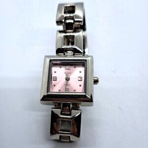 Pink face Suisse watch silver tone